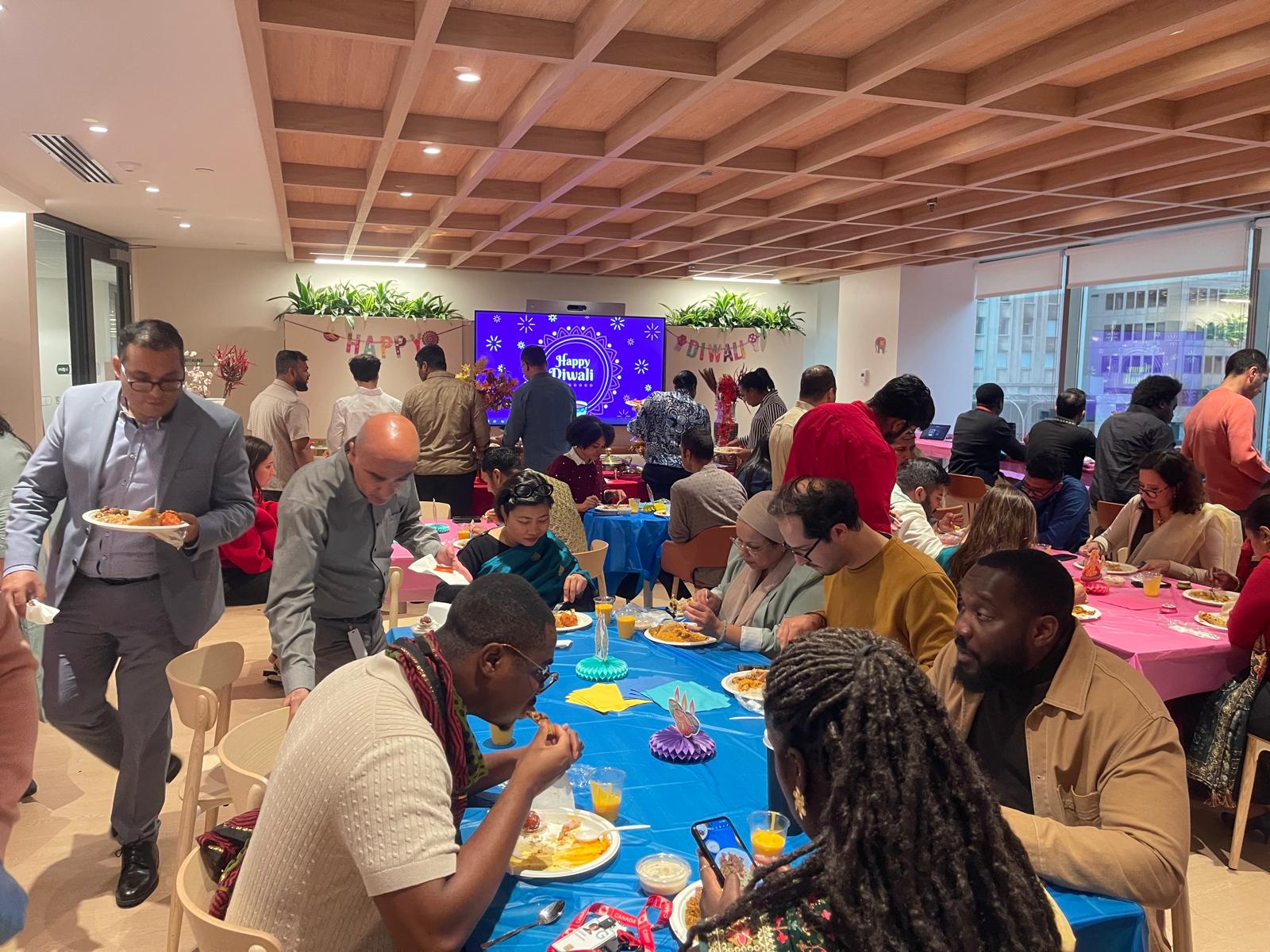 Colourful cultural event and catering setup