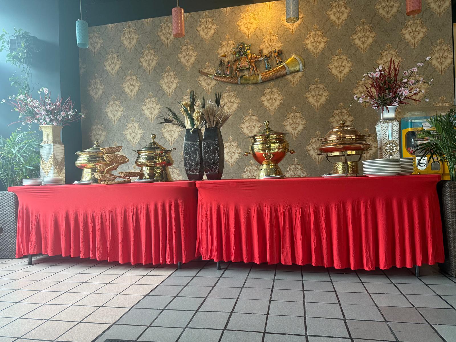 Indian buffet table prepared for an event
